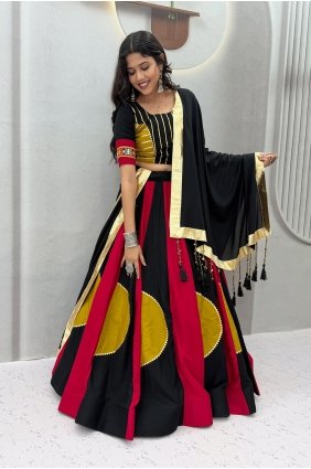 Multicolor Cotton Mirror Lehenga Choli with Dupatta LC9256