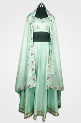 Sea green Silk Lehenga Choli UMLC0001