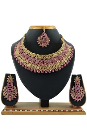 Stones pearls Pink Necklace NV0468