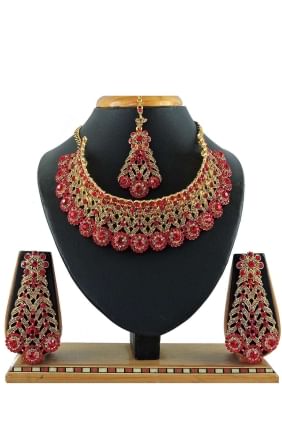 Stones pearls Red Necklace NV0472