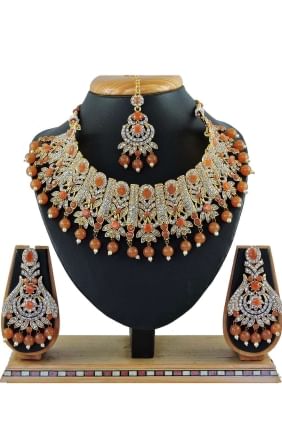 Stones pearls Brown Necklace NV0473