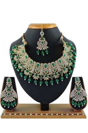 Stones pearls Green Necklace NV0474