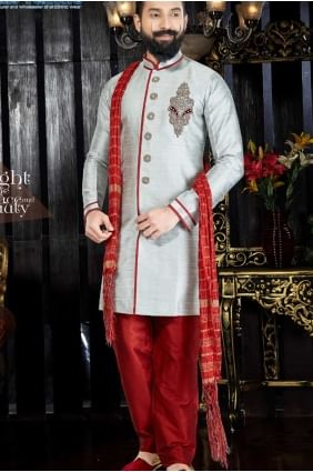 Grey Giccha Silk Ethnic Wear Kurta Kurta Pajama KUR0114