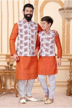 Dupion silk Men Kurta with Plain KURR155