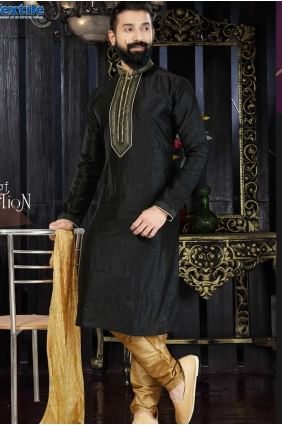 Ravishing Black Art Dupion Ethnic Wear Kurta Kurta Pajama kur0120