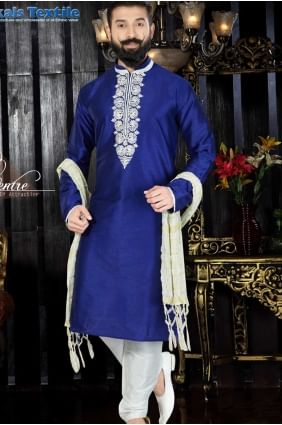 Enticing Royal Blue Art Dupion Ethnic Wear Kurta Kurta Pajama kur0124