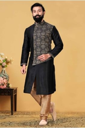 Coffee Men Kurta with Plain Silk KURR46