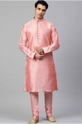 Pink Silk Men Kurta with Dupatta KURR56