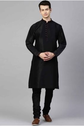 Silk Men Kurta with in Black KURR57