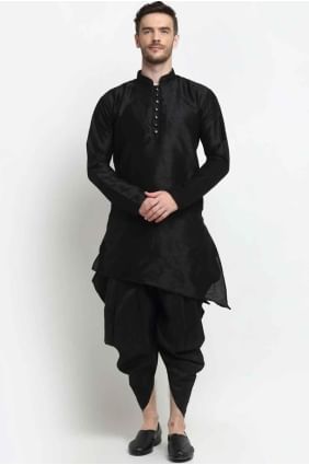 Silk Men Kurta with Black  KURR61