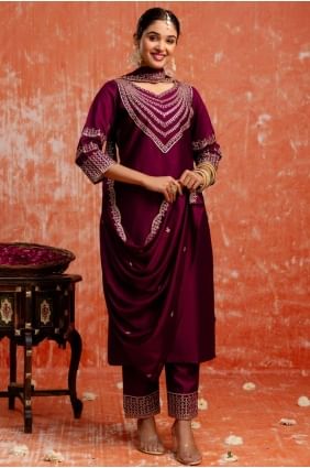 Red Sequins Viscose Gown Dress SK155577