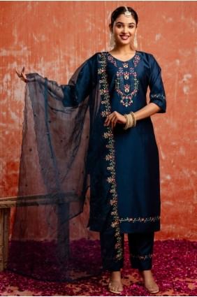 Viscose salwar kamize with Sequins in Blue SK155580