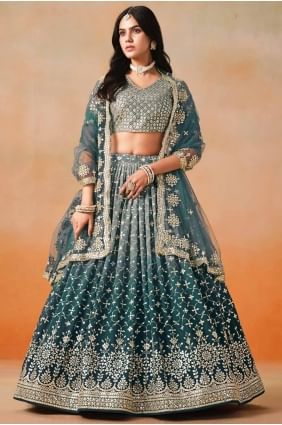Embroidered Georgette Lehenga Choli in Blue with Dupatta LC8425