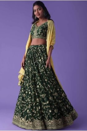 Lehenga Choli in Green Georgette with Embroidered LC8444