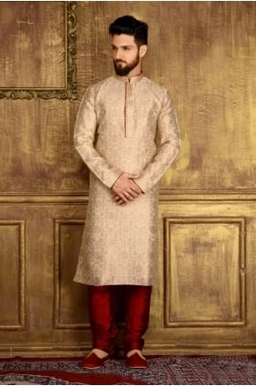 Traditional Gold Jaqurs Silk Brocade Ethnic Wear Kurta Readymade Kurta Payjama KUR0168