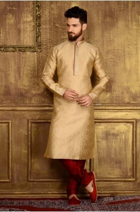 Luring Gold Jaqurs Silk Brocade Ethnic Wear Kurta Readymade Kurta Payjama KUR0169