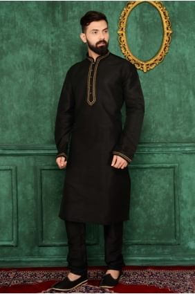 Glorious Black Art Banarasi Silk Ethnic Wear Kurta Readymade Kurta Payjama KUR0193
