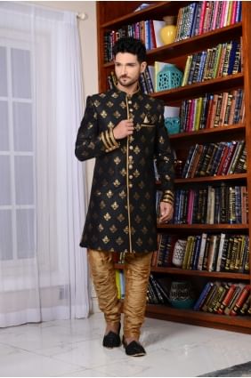 Black Banarasi Silk Brocade Indo Western Indo Western INW0057