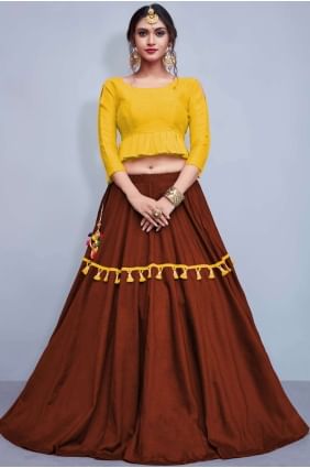 Dazzling Maroon Cotton and silk Lehenga Choli lcu0001