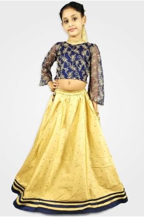 Golden Raw silk Lehenga Choli UMGLC0002