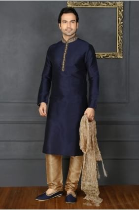 Delicate Blue Art Banarasi Silk Ethnic Wear Kurta Readymade Kurta Payjama KUR0212