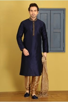 Gorgeous Blue Art Banarasi Silk Ethnic Wear Kurta Readymade Kurta Payjama KUR0223