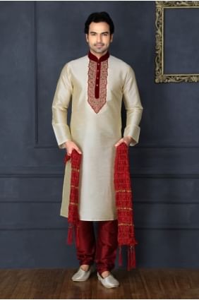 Fashionable Gold Dupion Art Silk Ethnic Wear Kurta Readymade Kurta Payjama KUR0225