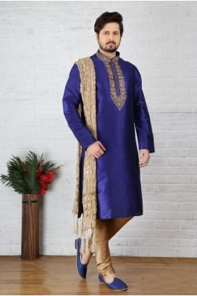 Dazzling Blue Dupion Art Silk Ethnic Wear Kurta Readymade Kurta Payjama KUR0242