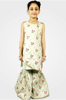 White Raw silk Sharara Suit UMGSS0001