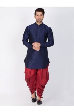 Black Cotton Silk Ethnic Wear Kurta Readymade Dhoti Kurta  KUR0365
