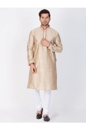 Beige Cotton Silk Ethnic Wear Kurta Kurta Pajama KUR0432