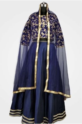 Navy blue Raw silk Lehenga Choli UMLC0002