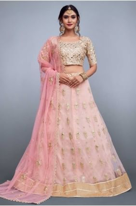 Pastel Pink Net Lehenga Choli LCU1414
