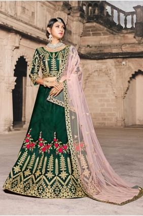 Dazzling Dark Green Art Silk Lehenga Choli lc1494