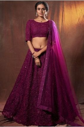 Ravishing Wine Soft net Wedding Lehenga Choli lc3225