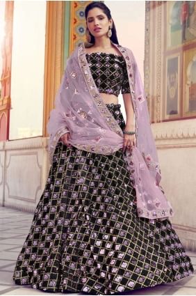 Embroidered Lehenga Choli in Dark Black lc3310
