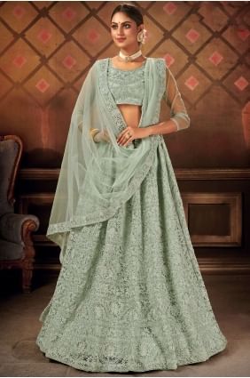 Beige Net Lehenga Choli with Embroidery lc3336