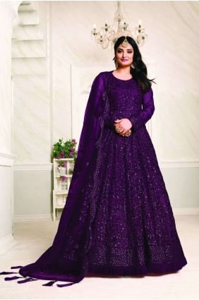 Violet Net Eid Anarkali Suit in Net AS2744