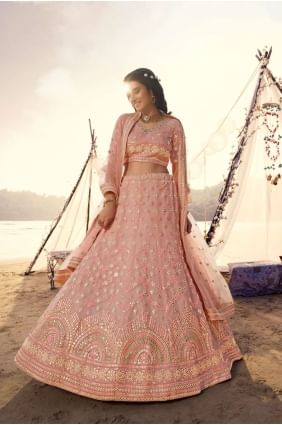 Impressive Light Pink Silk Party Wear Lehenga Choli lc3346