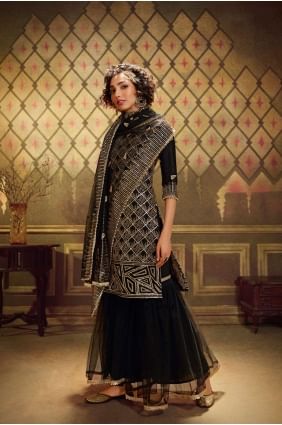 Eid Sharara Suit in Maroon Soft Net with Soft Net SS0396