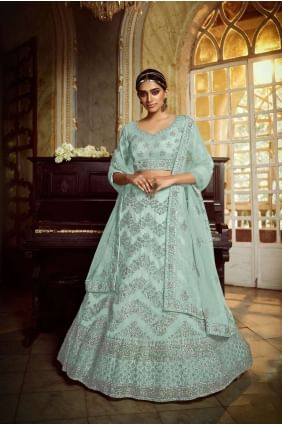 Sea green Soft net Wedding Lehenga Choli LC3358