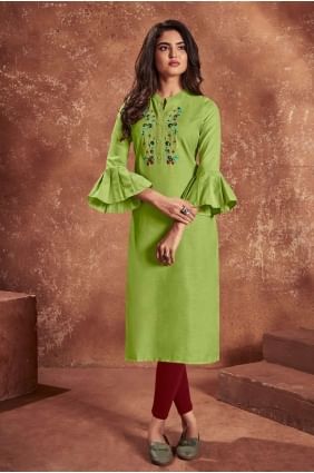 Stylish Green Cotton Kurti kti0529