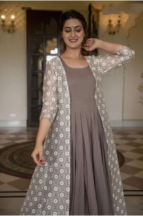 Grey Silk Gown Dress GW0138