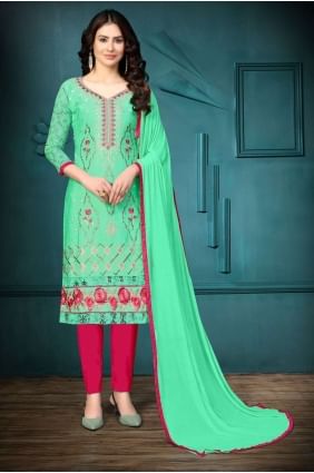 Cotton Sea Green Salwar Kameez dupattta SK13693