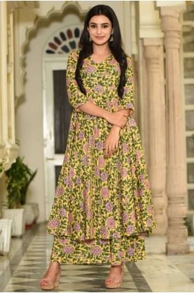 Splendid Golden Cotton Kurti kti0644