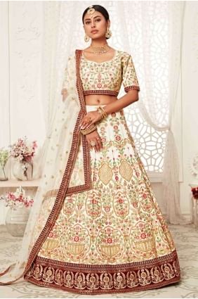 Art silk Lehnega Choli in Off white LC3615