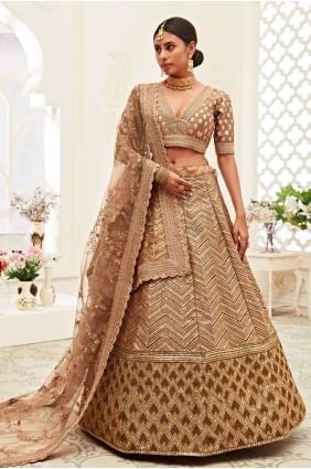 Embroidered Lehenga Choli in Brown LC3619
