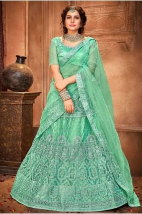 Embroidered Wedding Lehenga Choli in Aqua Blue LC3646