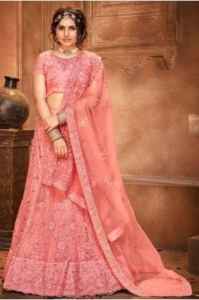 Wedding Wear Net Lehenga Choli in Blush LC3648