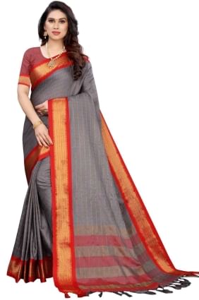 Grey Weaving Silk Saree SR17760